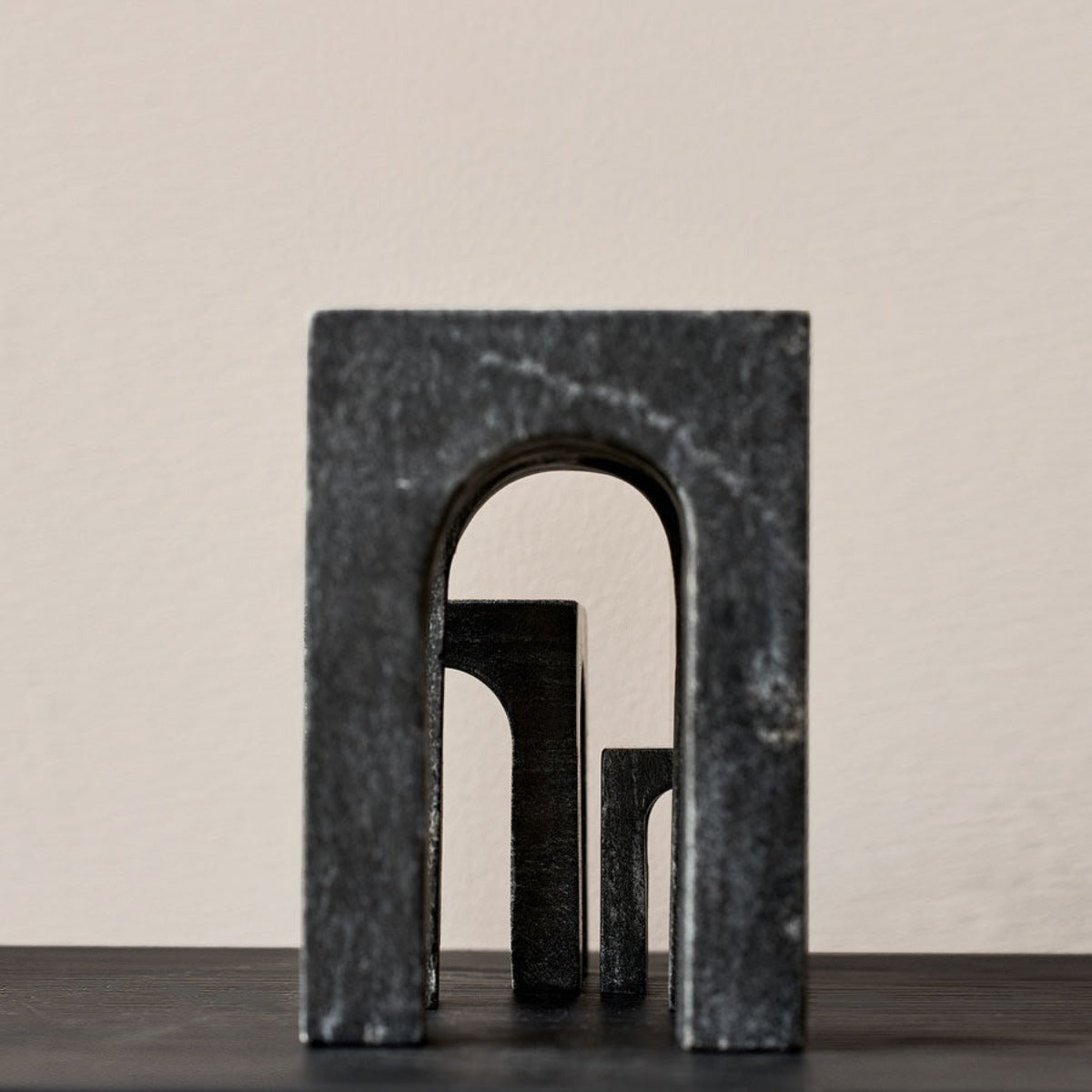 Arkis Bookends/Sculptures - Set of 3, Black Marble