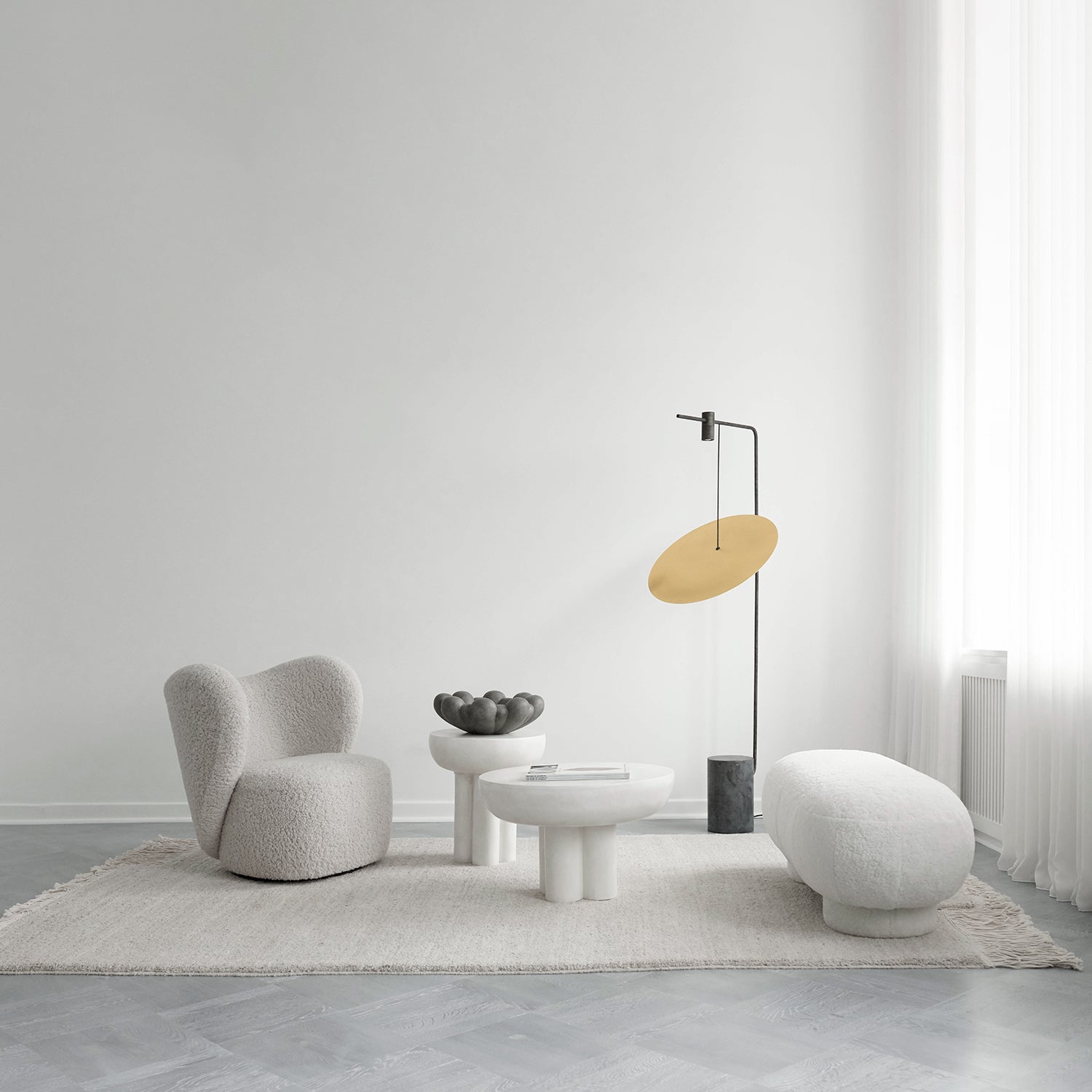 Big Foot Bench - Sheep Skin Off-White
