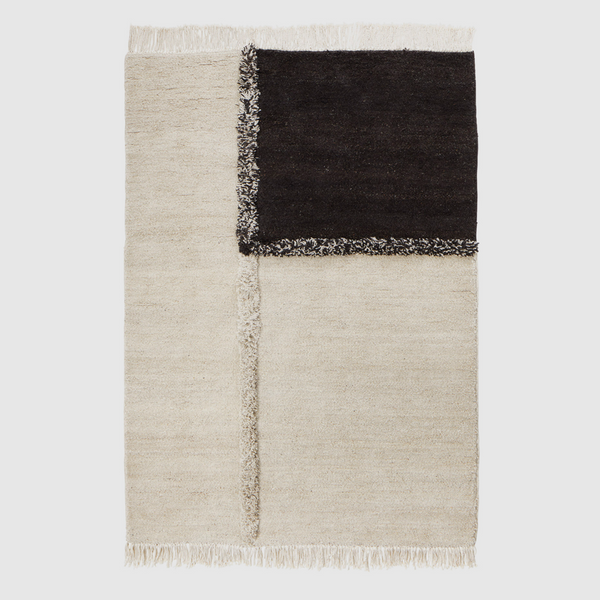 E-1027 White + Black - Hand Knotted Rug