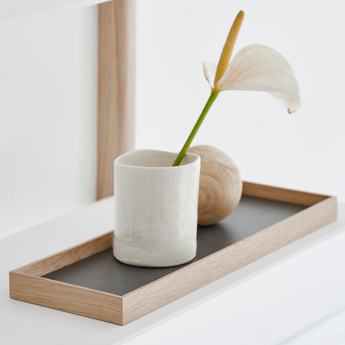FRAME tray small, oak-grey