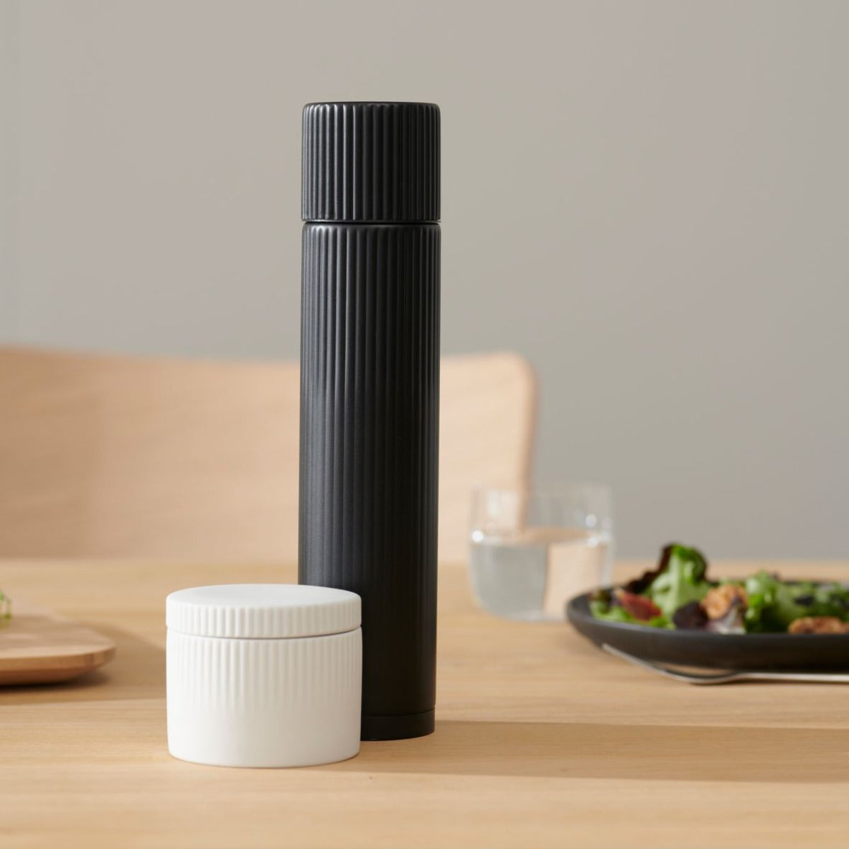 Pleat salt jar - white