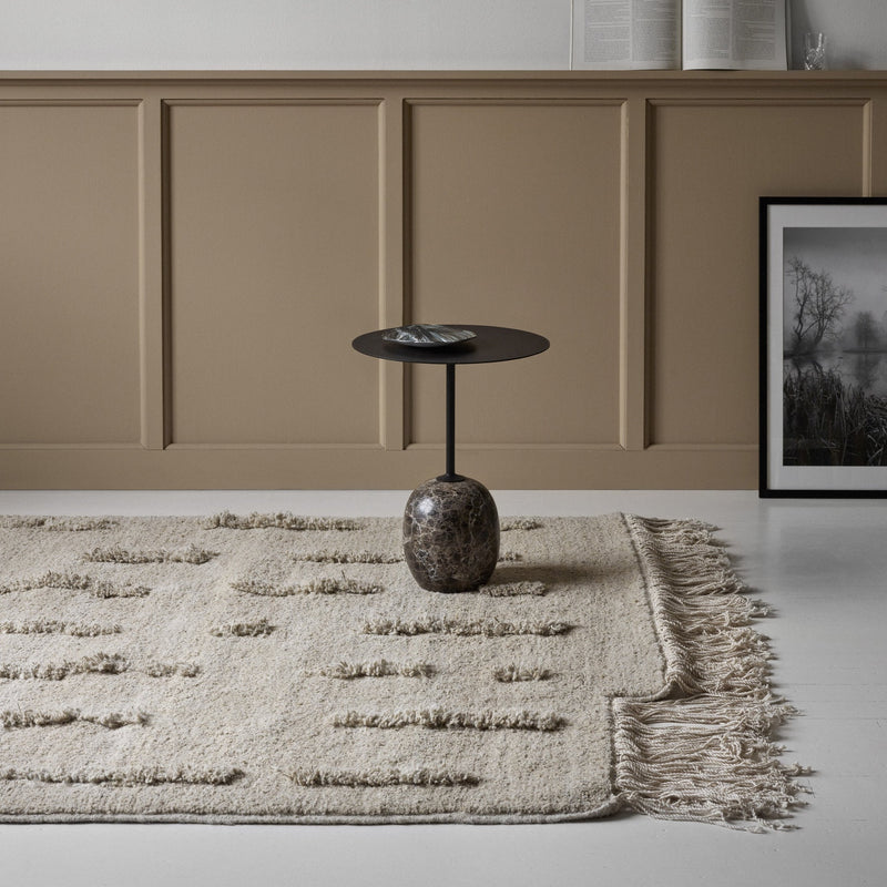 Sera Helsinki, Finnish designed hand-made rugs from Ethiopia, fair-trade, ethically made.  Available exclusively in  North America, Canada and USA, through Studio Nordhaven. Laine Knotted Wool Rug - White + White - Saaristo Collection