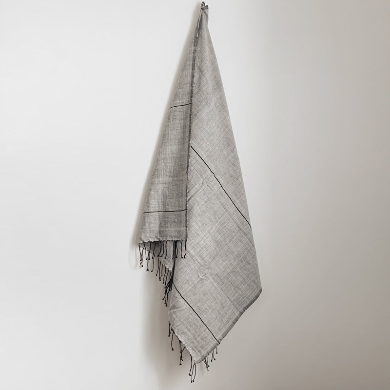 Myrsky Towel Collection | Grey & Black Stripe - Hand Woven