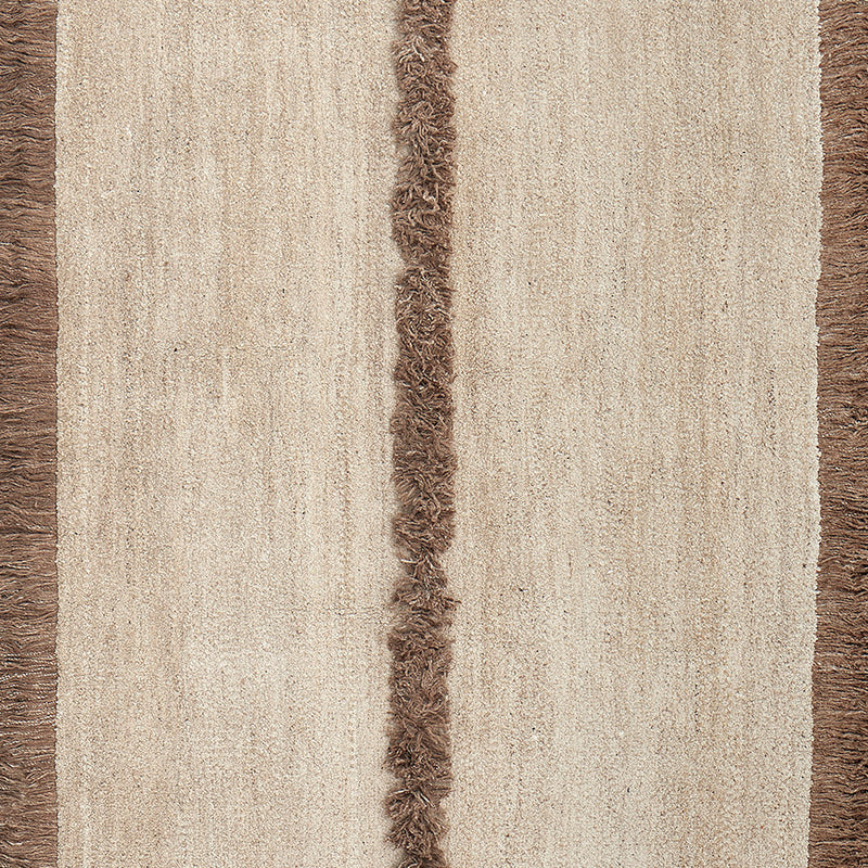 Nurja - White + Brown - Hand Knotted Rug