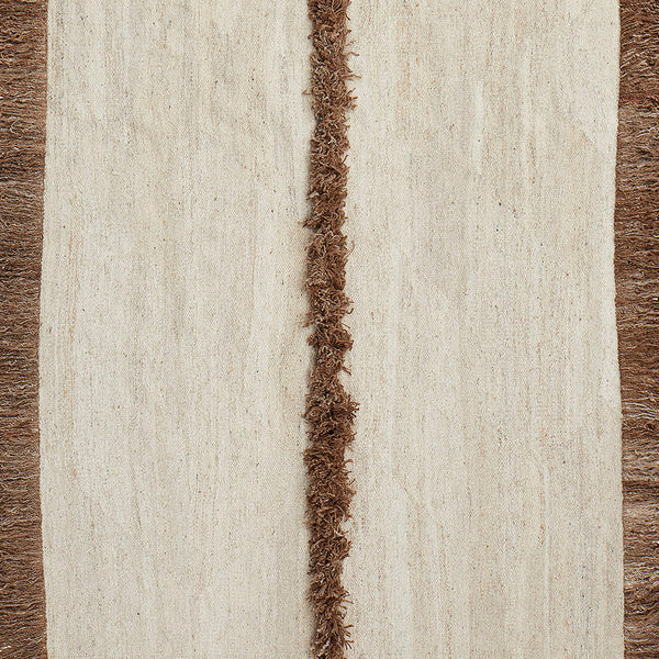 Nurja - White + Brown - Hand Woven Rug