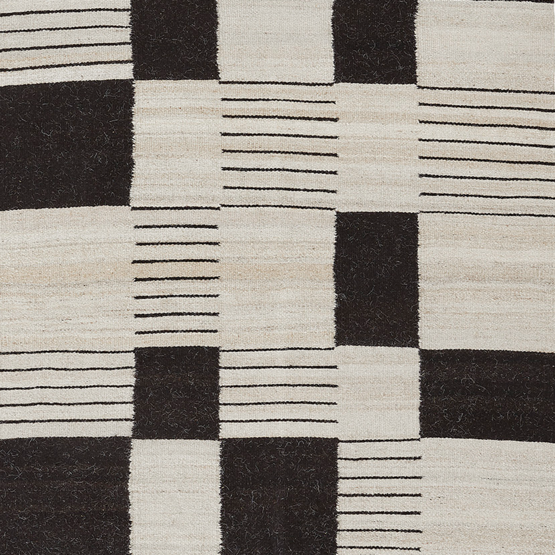 Palsta, White + Black - Hand Woven Rug