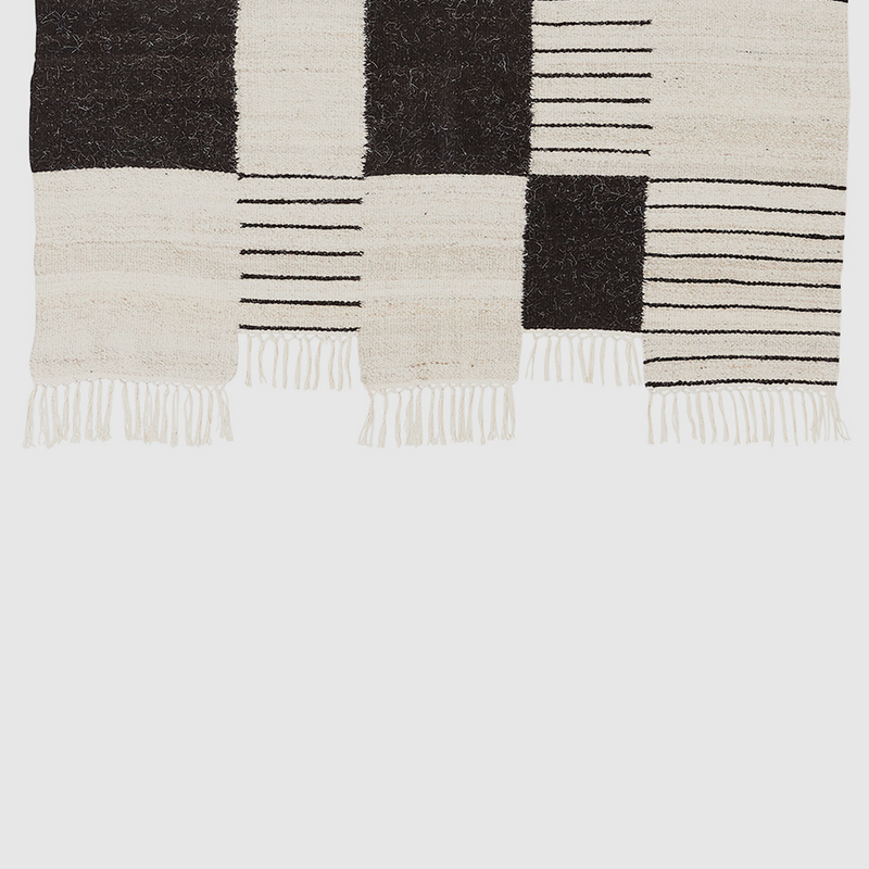 Palsta, White + Black - Hand Woven Rug