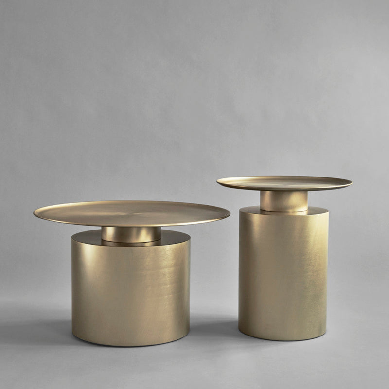 Pillar Coffee Table, Low - Brass Antique