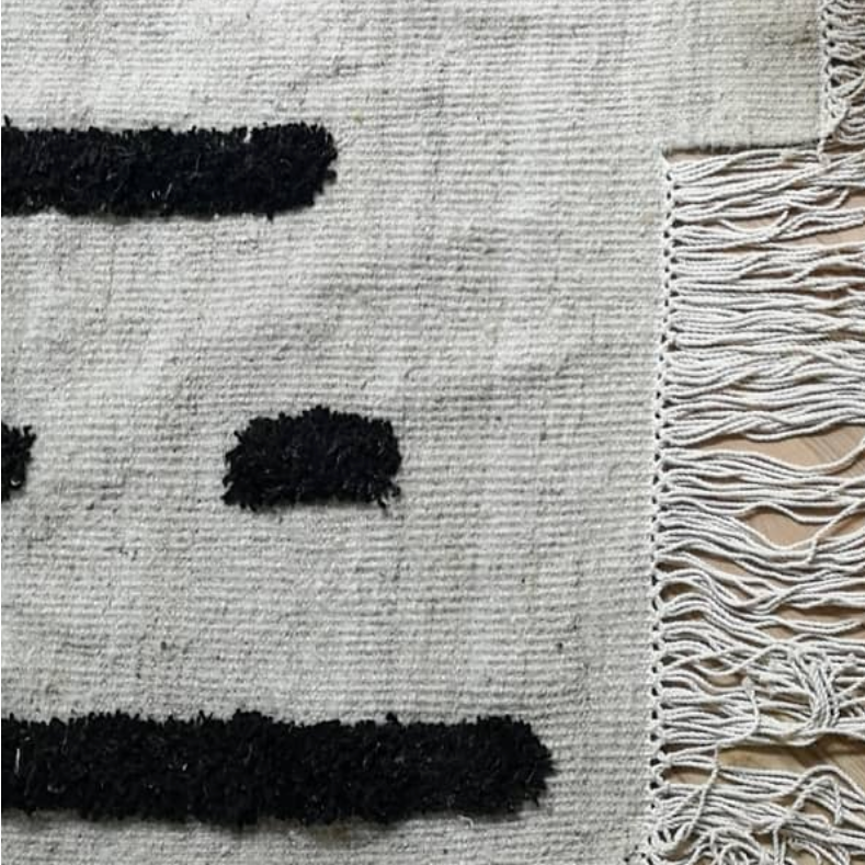 Laine - White + Black - Hand Woven Rug