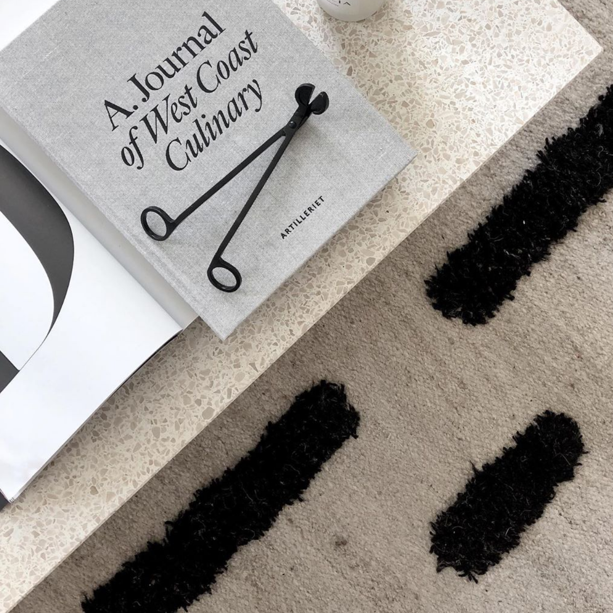 Laine - White + Black - Hand Woven Rug