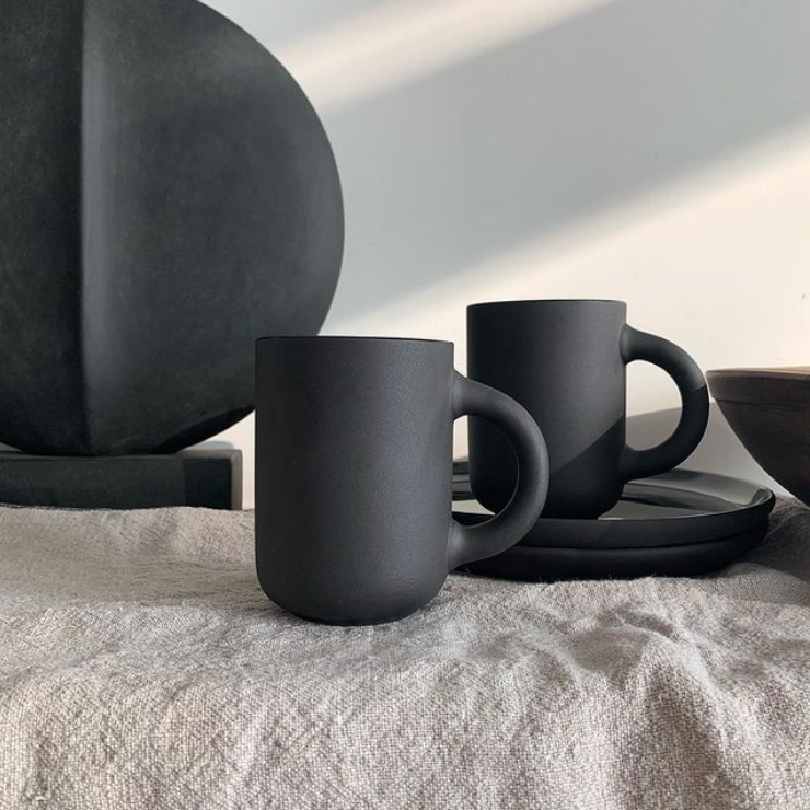 Theo mug, set of 2 - matte black