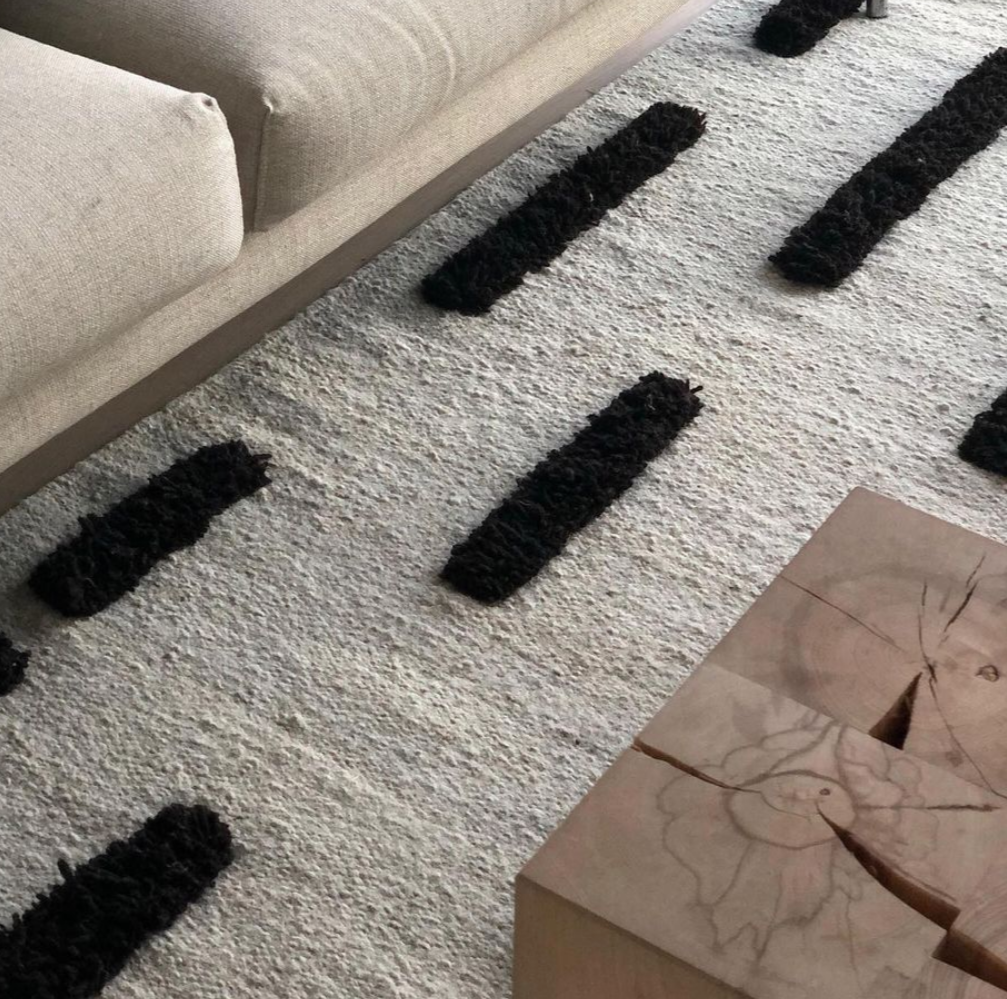 Laine - White + Black - Hand Woven Rug