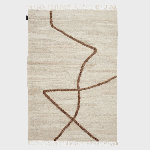 Vuoristo - White + Brown - Hand Woven Rug