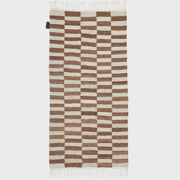 Abeba - White + Brown - Hand Woven Rug
