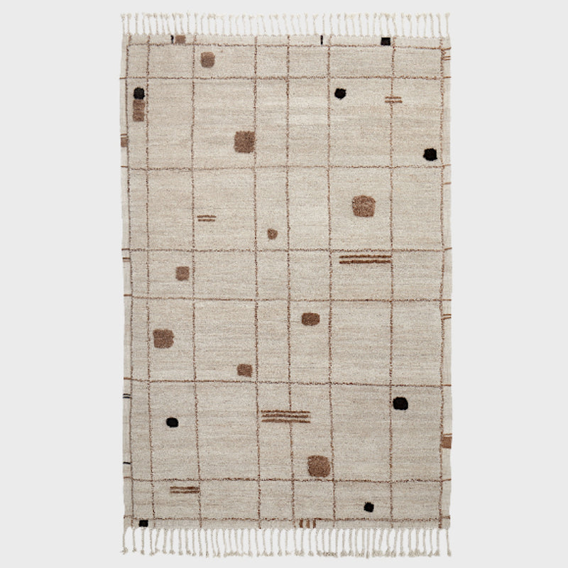 Virta - White, Brown & Black - Hand Knotted Rug