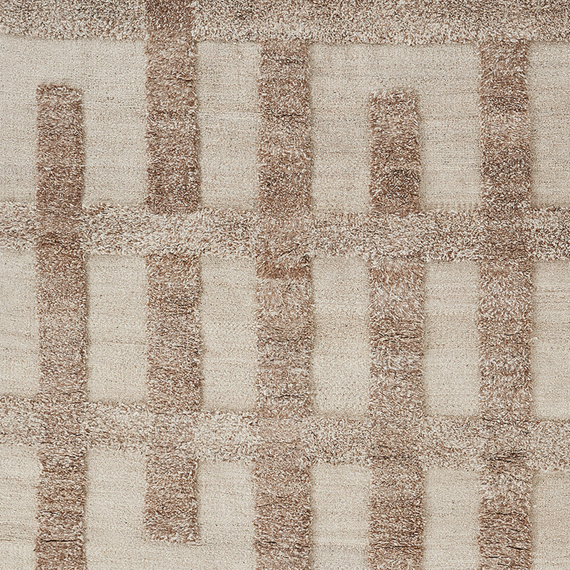 Valli, White + Beige - Hand Knotted Wool Rug