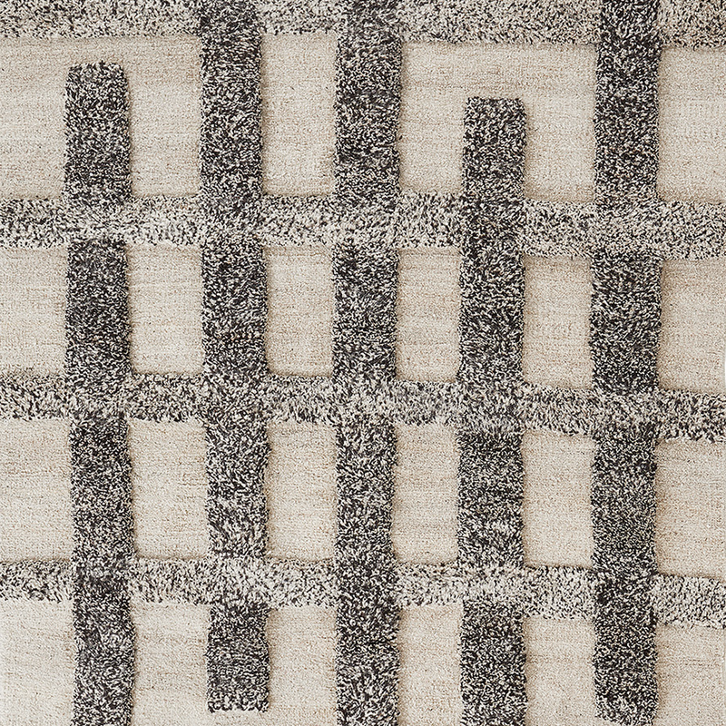 Valli, White + Grey - Hand Knotted Wool Rug