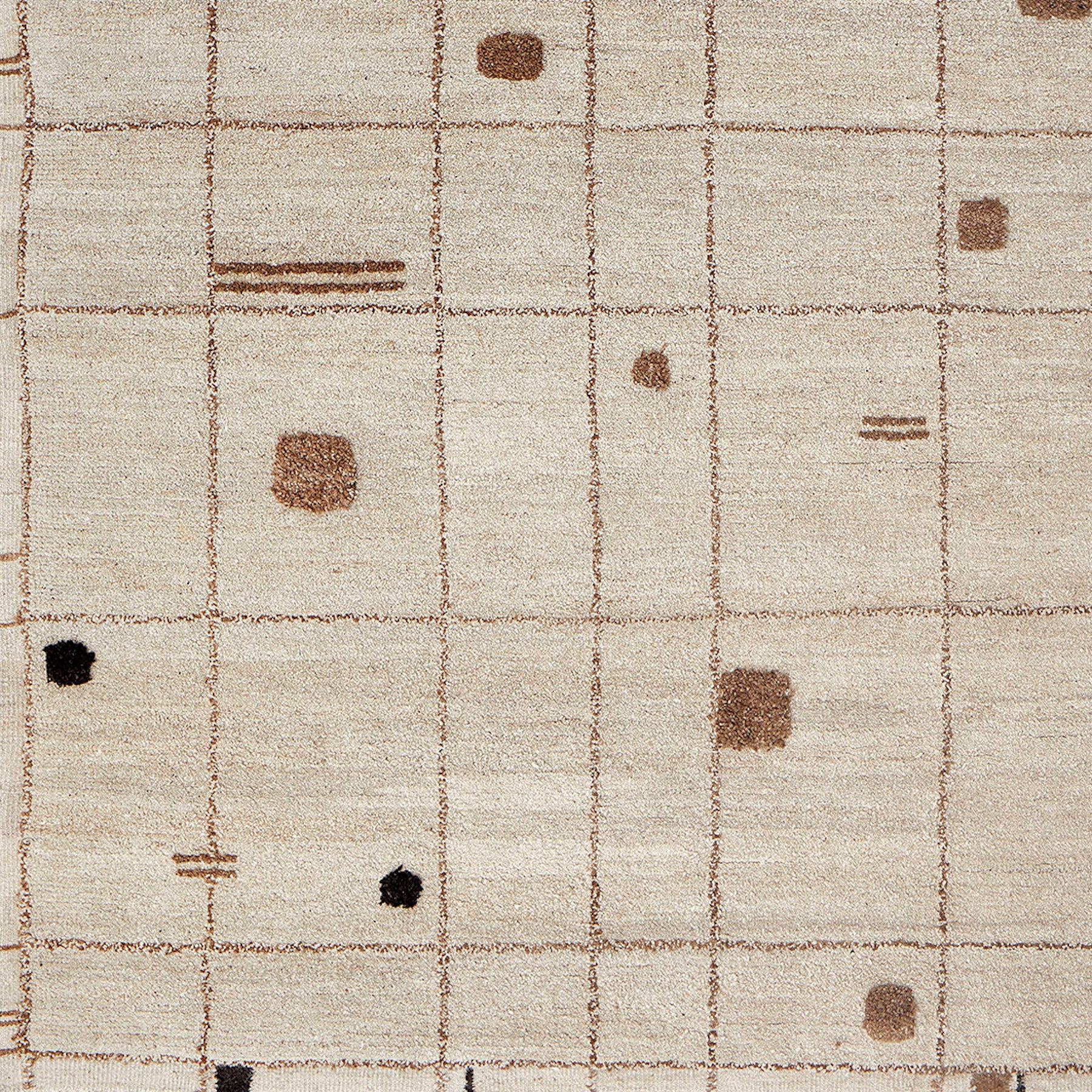 Virta - White, Brown & Black - Hand Knotted Rug