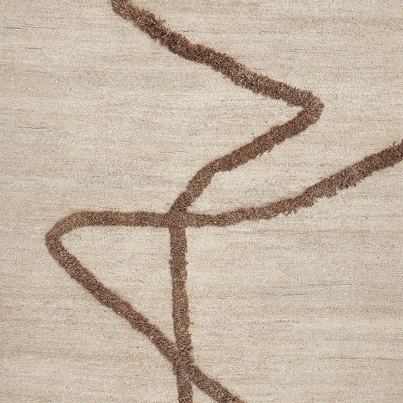 Vuoristo - White + Brown - Hand Knotted Rug